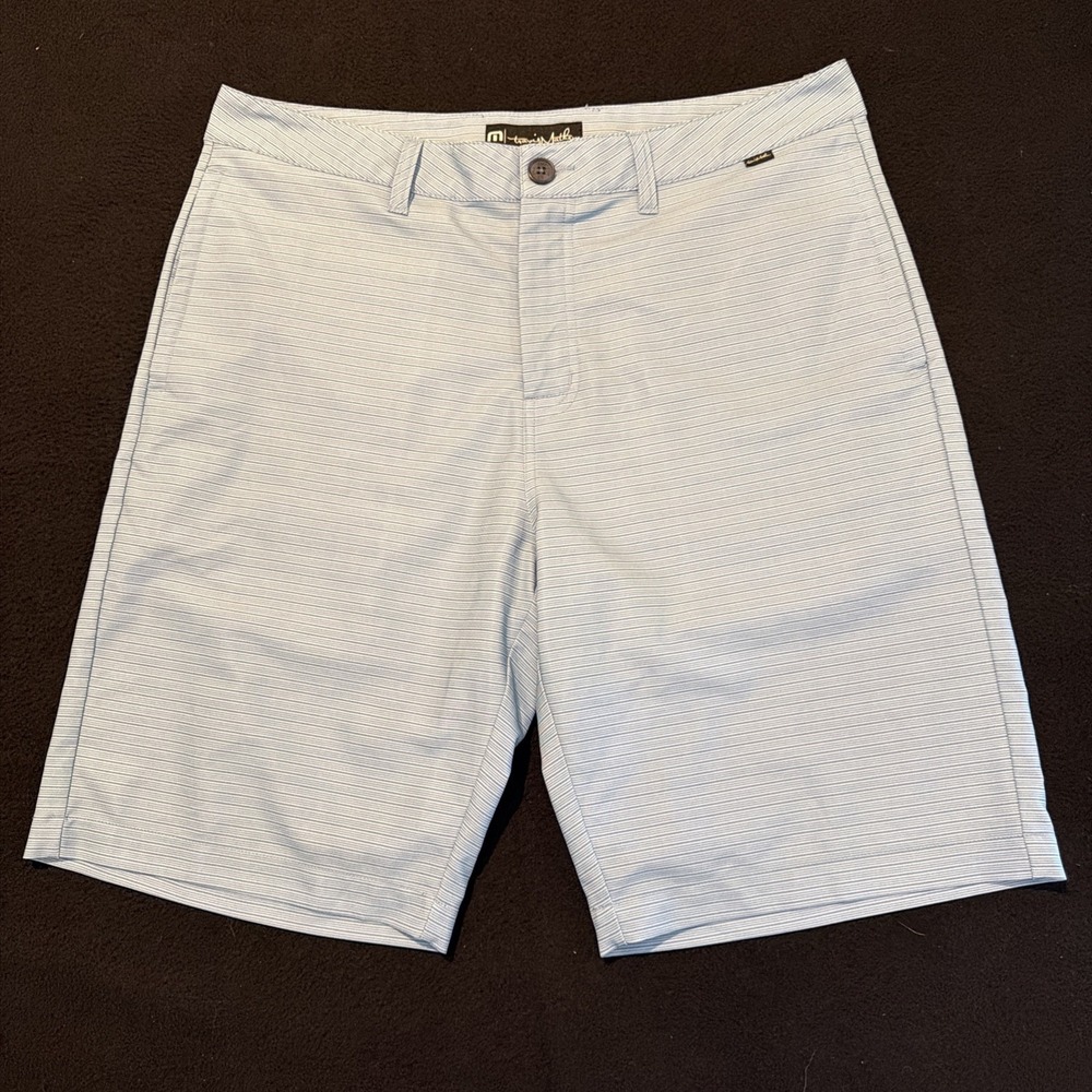 Travis Mathew Blue/White Striped Golf Chino Casual Performance Mens Size 34